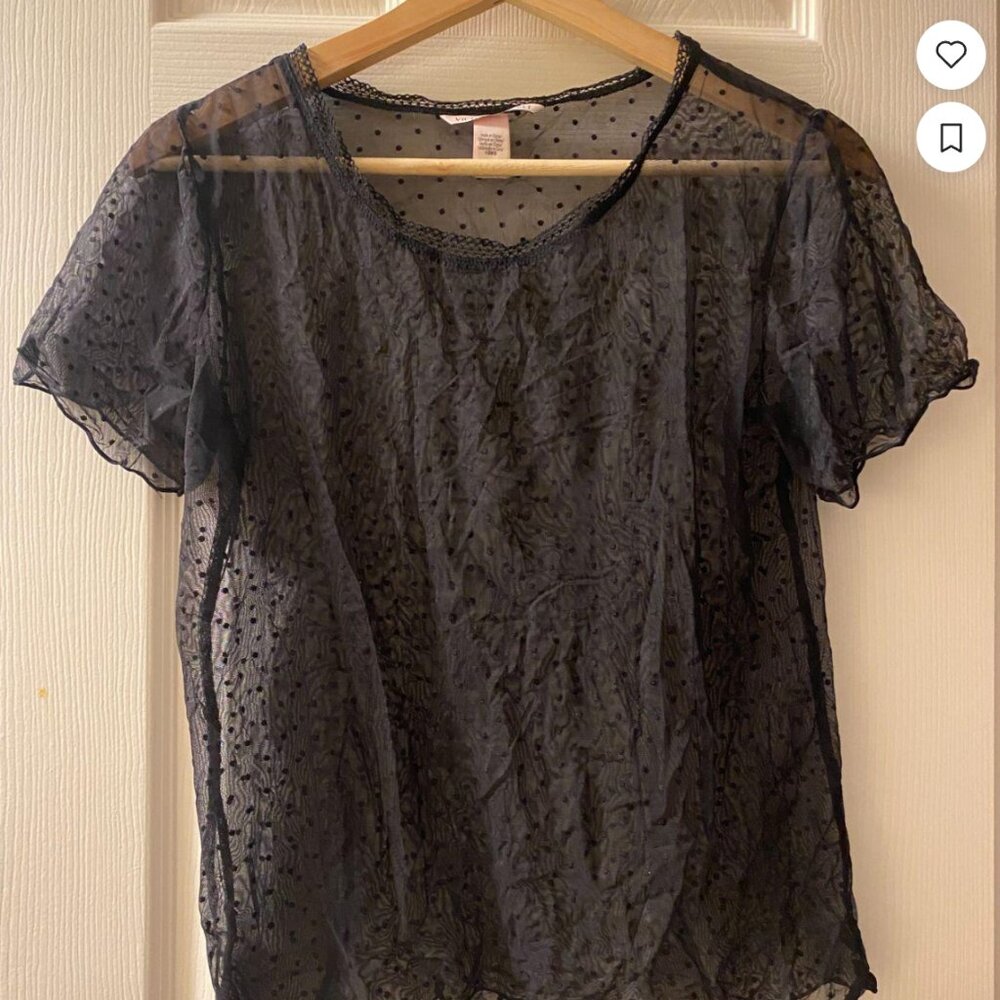 Victoria's Secret Black Polka Dot Sheer Top